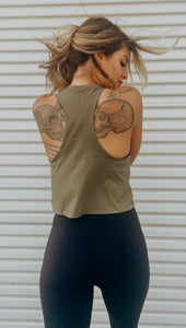 Women's Army Green Cropped Tank